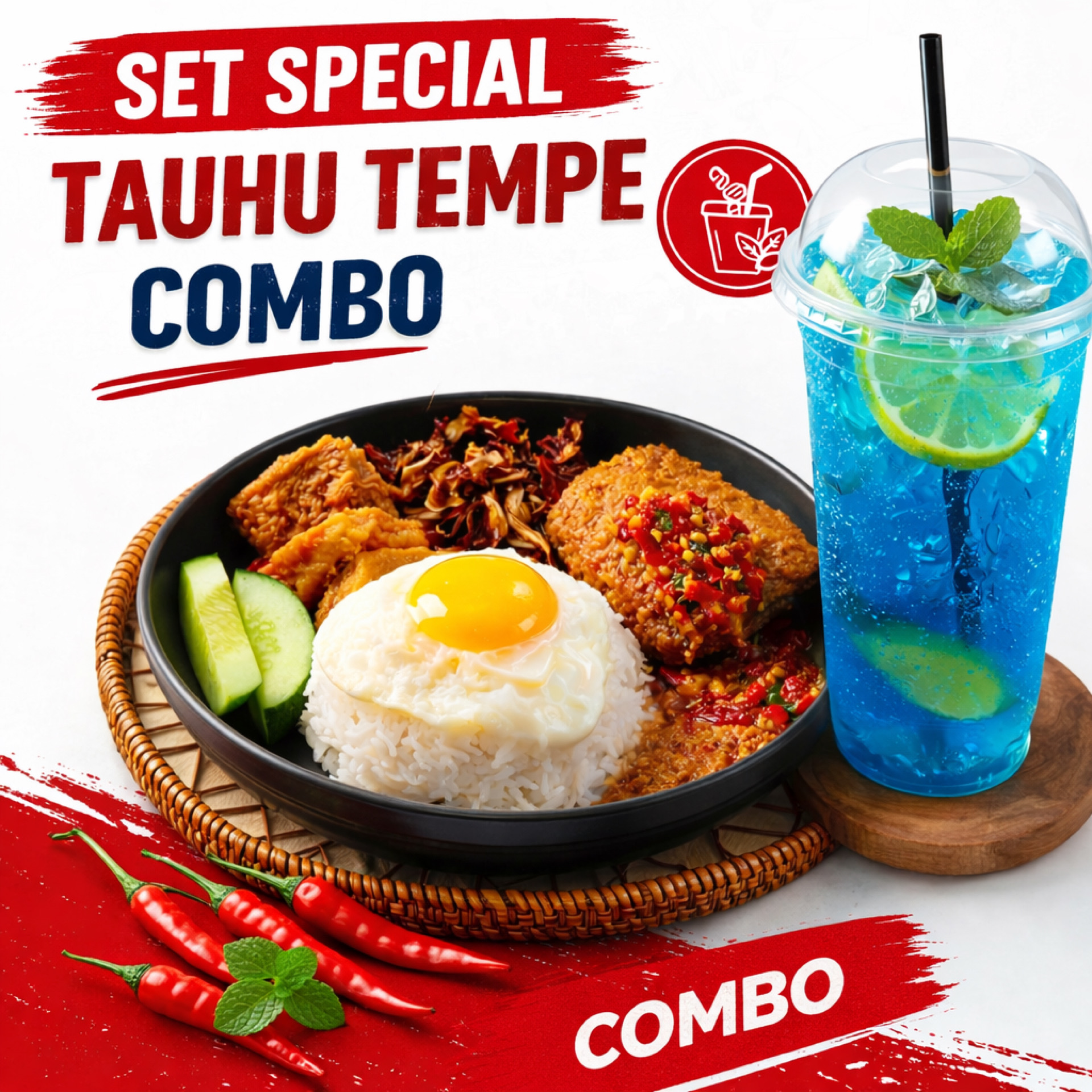 Set Special bersama Tauhu dan Tempe Rangup serta Mojito